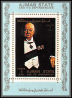 Ajman - 2728e N°2905 Churchill Deluxe Miniature Sheet Bleu ** MNH 1973 - Sir Winston Churchill