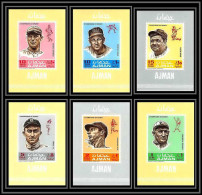 Ajman - 2738/ N°388/393 Champions Of Sport Famous Athletes Baseball Sport Deluxe Miniature Sheets Wagner Di Maggio - Baseball