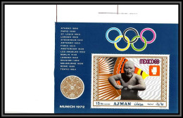 Ajman - 4588/ Bloc N°98 B Boxe Jeux Olympiques (olympic Games) Mexico Printing Proof Neuf ** MNH Non Dentelé Imperf - Pugilato