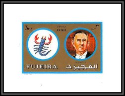 Fujeira - 1592j N°1316 De Gaulle Zodiac Scorpion France Deluxe Miniature Sheet Neuf ** MNH - De Gaulle (Général)