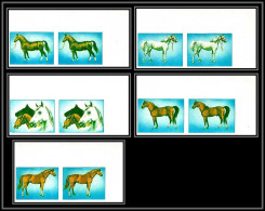 Fujeira - 1541/ N°N°1538/1542 B Cheval (chevaux Horse Horses) PAIRE Essai (proof) Non Dentelé Imperf ** MNH  - Paarden