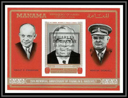 Manama - 3082e/ Bloc N°92 B Roosevelt Overprint Surchargé Charles De Gaulle In Memoriam MNH Non Dentelé Imperf - De Gaulle (Général)