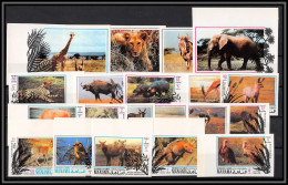 Manama - 3465e/ N°514/533 B Protection Of Animals 1971 Neuf ** MNH Elephant Lion Rhinoceros Crocodile Non Dentelé Imperf - Elefantes