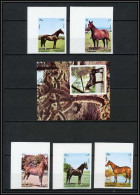 Sharjah - 2049b N°1006/1010 B Bloc 116 Pur-sang Hanoverian Chevaux Horses ** MNH Non Dentelé Imperf Coin De Feuille - Paarden
