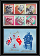 Yemen Royaume (kingdom) - 4005/ N°153/158 B + Bloc 19 Winston Churchill ** MNH 1965 Non Dentelé Imperf Cote 43 Euros - Sir Winston Churchill