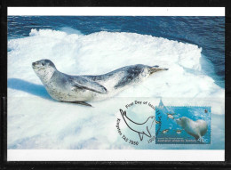 88 - Y&T 148 Australian Antarctic Territory  Léopard De Mer & Manchots Adélie Sur Carte MAXI FDC Du 15.10.2001 - Briefe U. Dokumente