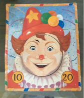 Jeu Ancien. Carton. Pliable - Tête De Clown Qui Tourne (quand On Lance Une Balle Dessus) - Antikspielzeug