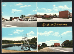 AK Friedeburg / Ostfriesl., Supermarkt, Schule, Freibad, Strassenansicht  - Friedeburg