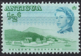 ANTIGUA/1966/MH/SC#167/QUEEN ELIZABETH II / QEII / 1/2p GREEN & BLUE - 1960-1981 Autonomia Interna