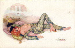 PC ARTIST SIGNED, MEUNIER, BOUDOIRS DE VERRE, RISQUE, Vintage Postcard (b51712) - Meunier, G.