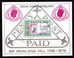 Swaziland 1979 Death Centenary Of Sir Rowland Hill MS Used (SG MS326) - Swaziland (1968-...)