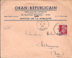 ALGERIE N° 178 S/L.DE ORAN/3.11.42  POUR LA FRANCE + ENTETE - Covers & Documents