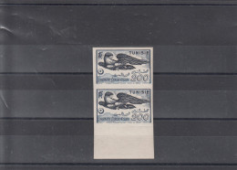 TUNISIE 1949 P.A N° 13** NON DENTELE PLUS VARIETE PERFORATION DENTS SUPERBE RARE SIGNE BRUN - Posta Aerea