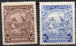 BARBADOS/1916-8/MH/SC#165, 170/ SEAL OF THE COLONY / HORSES / PARTIAL SET - Barbados (...-1966)