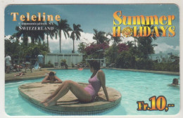 SWITZERLAND - People At The Pool , Teleline Prepaid Card Fr.10, Used - Suisse