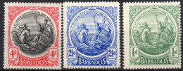 BARBADOS/1916-8/MH/SC#128, 131, 134/ SEAL OF THE COLONY / HORSES / PARTIAL SET - Barbados (...-1966)