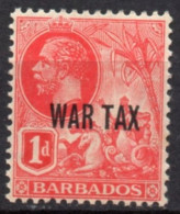 BARBADOS/1917/MNH/SC#MR1/ KING GEORGE V  / KGV / WAR TAX / 1p CARMINE - Barbados (...-1966)