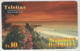 SWITZERLAND - Evening Impression At Beach , Teleline Prepaid Card Fr.10, Used - Svizzera