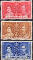 BARBADOS/1937/MH/SC#190-2/KING GEORGE VI / KGVI / CORONATION ISSUE / FULL SET - Barbados (...-1966)