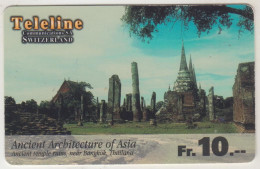 SWITZERLAND - Ancient Architecture Of Asia - Temple Ruins Bangkok,Thailand , Teleline Prepaid Card Fr.10, Used - Suisse