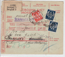 1189 JUGOSLAVIJA SERBIA BEOGRAD - BULLETTIN D'EXPEDITION - Lettres & Documents