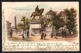 Künstler-AK Friedrich Perlberg: Stuttgart, Partie Am Kaiser-Wilhelm I. Denkmal  - Perlberg, F.