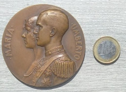 Grande Médaille Royaume D'Italie : Mariage D’Humbert De Savoie Et De Marie-José De Belgique - Royal/Of Nobility