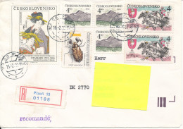 Czechoslovakia Registered Cover Sent To Denmark 15-2-1993 With More Topic Stamps - Covers & Documents