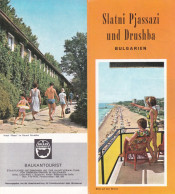 Bulgaria Golden Sands And Druzhba - Vintage Unfolding Balkantourist Brochure In German - 10 Pages 22x10 Cm - Dépliants Turistici