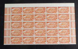 AEF - 1947 - N°YT. 210 - Rhinocéros 40c Orange - Bloc De 25 Bord De Feuille - Neuf Luxe ** / MNH / Postfrisch - Unused Stamps