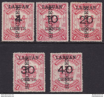 1895 LABUAN - SG 75/79 SPECIMEN Set Of 5 Values MLH/* RARA - Other & Unclassified