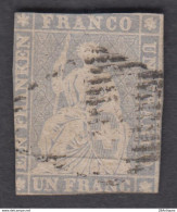SWITZERLAND 1854 - Helvetia 1 Franc - Used Stamps