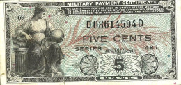 USA UNITED STATES 5 CENTS MILITARY CERTIFICATE BLUE WOMAN SERIES 481 VF ND(1951-54) PM22a READ DESCRIPTION CAREFULLY !! - 1951-1954 - Series 481