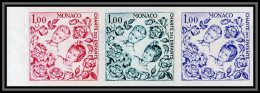 90325d Monaco N°606 Enfants (child Childen) Bande 3 Strip Essai Proof Non Dentelé Imperf ** MNH - Nuovi