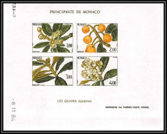 90296 Monaco N°31 4 Saisons Seasons Bibassier Néflier Japon Loquat Essai Proof Non Dentelé Imperf ** MNH Bloc Arbre Tree - Blocks & Sheetlets
