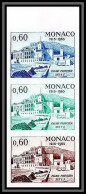 90213b Monaco N°681 Palais Princier Au 19 ème Essai Proof Non Dentelé Imperf ** MNH Bande 3 Strip Palace - Nuovi