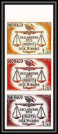 90212c Monaco N°661 Droits De L'homme Human Rights Balance Justice Essai Proof Non Dentelé Imperf ** MNH Bande 3 Strip - Nuovi