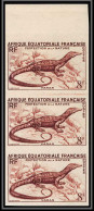 90976b Afrique équatoriale AEF N° 231 Mi 296 Varan Varanus Dragon Essai Proof Non Dentelé Imperf ** MNH Marron Bande 3 - Neufs