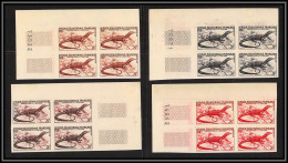 90970a 4 Blocs 4 Afrique équatoriale AEF N° 231 Mi 296 Varan Varanus Dragon Essai Proof Non Dentelé Imperf ** MNH - Ongebruikt