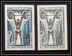 92542 Wallis Et Futuna N°178 Haltérophilie Weightlifting Essai Proof Non Dentelé Imperf ** MNH Dont Multicolore - Pesistica