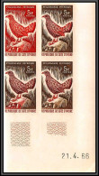 93665e Cote D'ivoire N°251 Oie De Gambie Goose Oiseaux Birds Bloc 4 Coin Daté Essai Proof Non Dentelé Imperf ** MNH 1966 - Ganzen