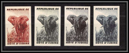 93541d Cote D'ivoire N°177 Elephant 1959 Lot De 4 Couleurs Essai Proof Non Dentelé Imperf ** MNH  - Elefantes