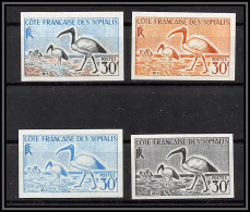 93350 Cote Française Des Somalis N°301 Ibis Sacré Oiseaux (birds) Lot De 4 Essai Proof Non Dentelé Imperf ** MNH - Kraanvogels En Kraanvogelachtigen