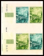 93019c Monaco N°887 Unesco Sauvegarde De Venise Venice Canaletto Essai Proof Non Dentelé ** MNH Imperf Bloc 4 Coin Daté - UNESCO