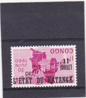 Katanga COB 44 Omgekeerde Opdruk-Surcharge Renversée 1960 MNH - Katanga