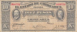 CRJ2500 BILLETE MEXICO CHIHUAHUA 10 PESOS 1914 BC - Sonstige – Amerika