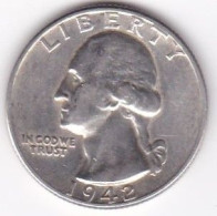 Etats-Unis , Quarter Dollar 1942, Washington , En Argent - 1932-1998: Washington