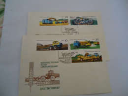 DDR  GERMANY  2  FDC 1977  CARS  MACHINERY MODERN AGRICULTURAL  TRACTER  TRUCK - Camion