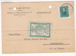 B269 Calcio Soccer World Cup Football Italy 1934, Hungary 10 Fillér Green Charity Stamp To Help The Hungarian Team - 1934 – Italien