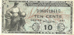USA UNITED STATES 10 CENTS MILITARY CERTIFICATE BLUE WOMAN SERIES 481 VF ND(1951-54) PM23a READ DESCRIPTION CAREFULLY !! - 1951-1954 - Series 481